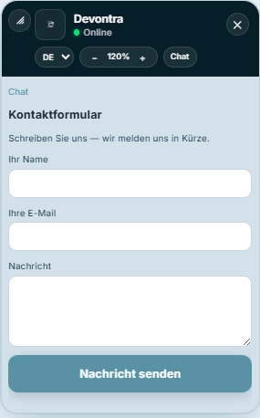 Kontaktformular im DeviBot Widget
